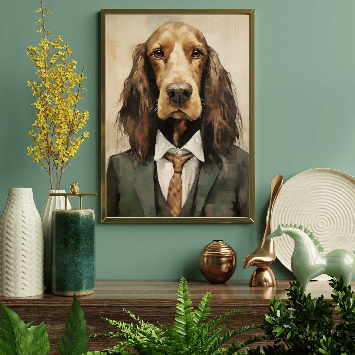 Funny Dog Art, Vintage Cocker Spaniel Portrait, Quirky Canine Decor - WildfieldPrints