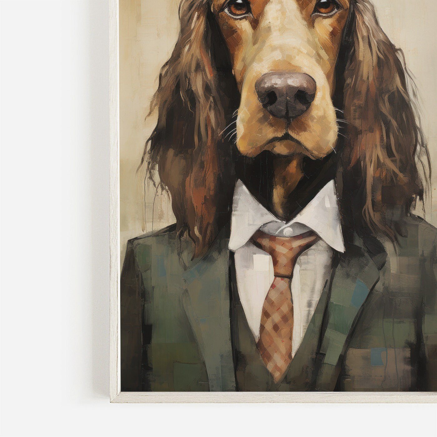 Funny Dog Art, Vintage Cocker Spaniel Portrait, Quirky Canine Decor - WildfieldPrints