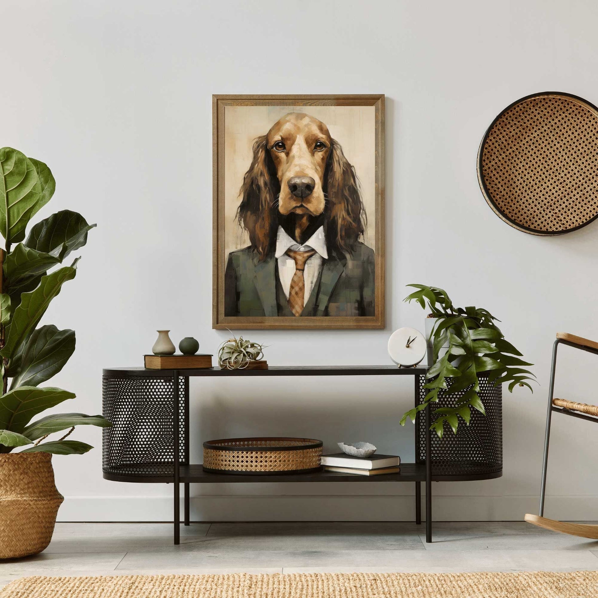 Funny Dog Art, Vintage Cocker Spaniel Portrait, Quirky Canine Decor - WildfieldPrints