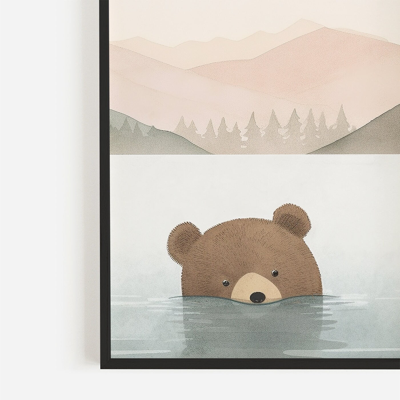 Funny Nursery Animal Watercolor Art, Whimsical Bear Wall Decor, Kids Room Prints - WildfieldPrints