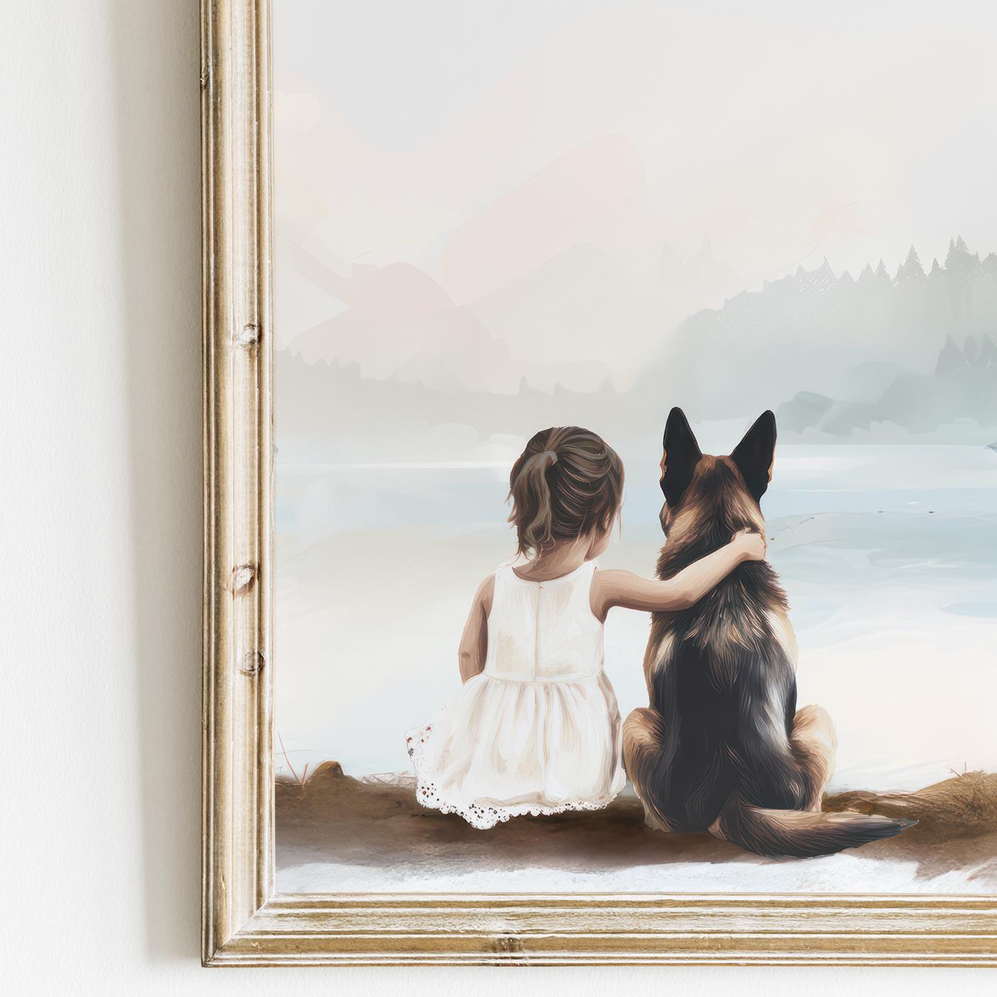 German Shepherd Art Nursery, Girl Dog Wall Art, German Shepherd Art Set of 3, Dog Girls Room Printable, GSD Art Print,PRINTABLE Dog Art Kids - My Store