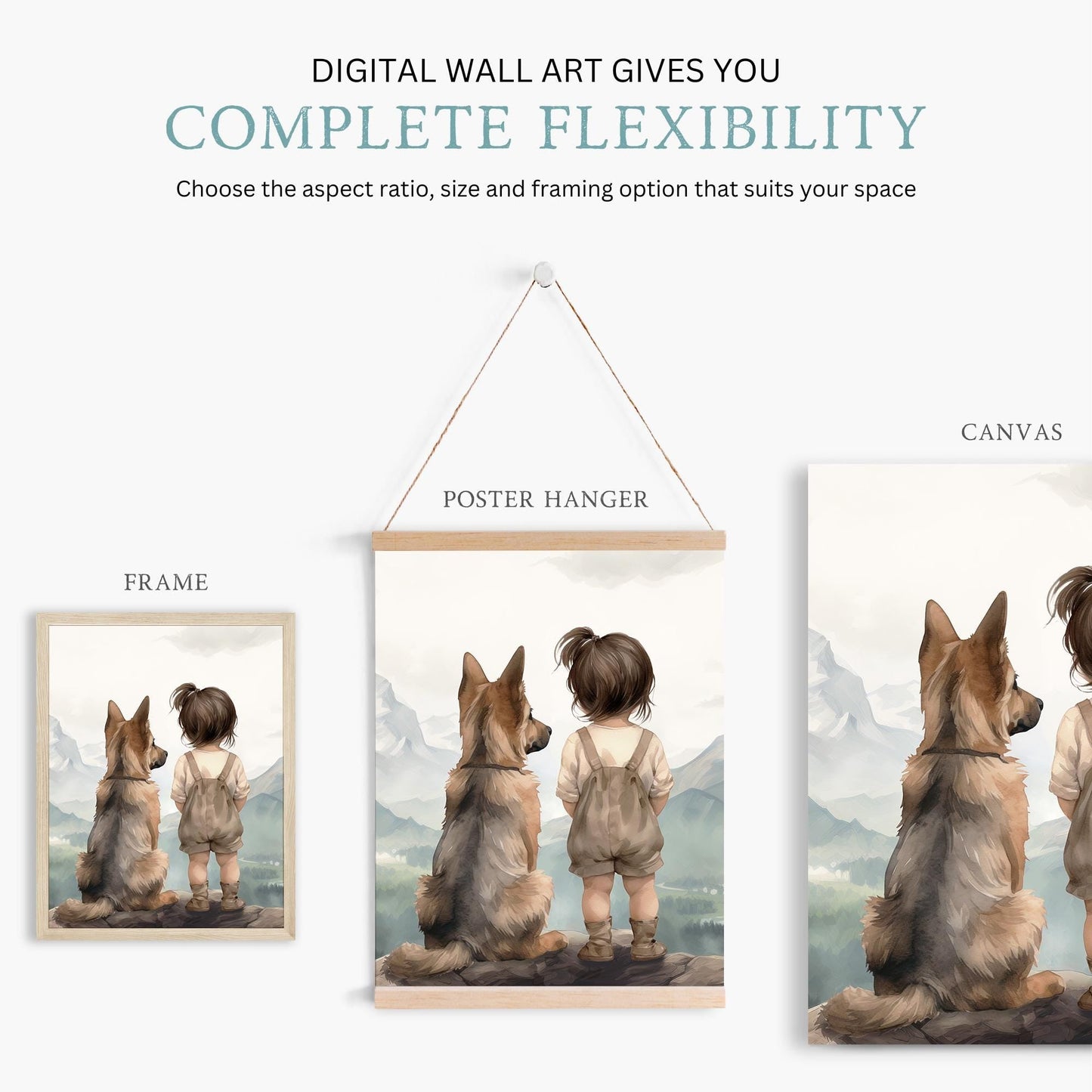 German Shepherd Nursery Art, Cute Puppy Wall Decor, Set of 3 - WildfieldPrints