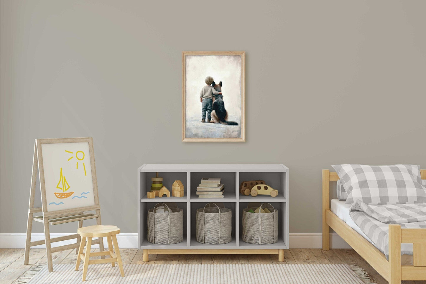 German Shepherd Nursery Decor, Boy & Dog Art, Boys Room Decor - WildfieldPrints