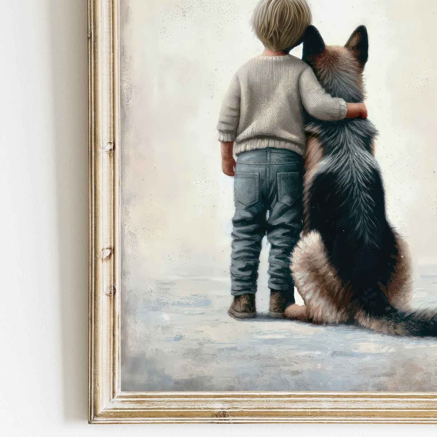 German Shepherd Nursery Decor, Boy & Dog Art, Boys Room Decor - WildfieldPrints