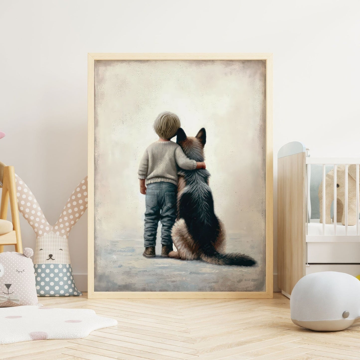 German Shepherd Nursery Decor, Boy & Dog Art, Boys Room Decor - WildfieldPrints