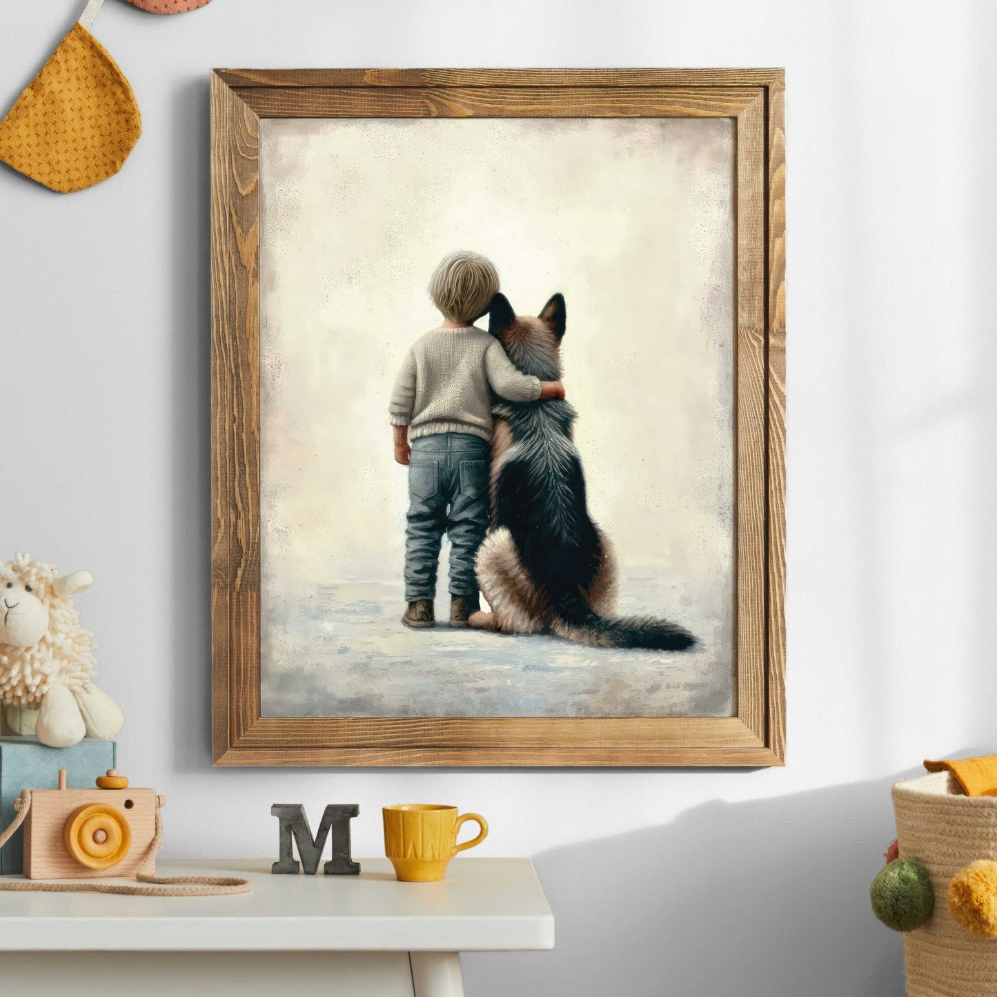 German Shepherd Nursery Decor, Boy & Dog Art, Boys Room Decor - WildfieldPrints