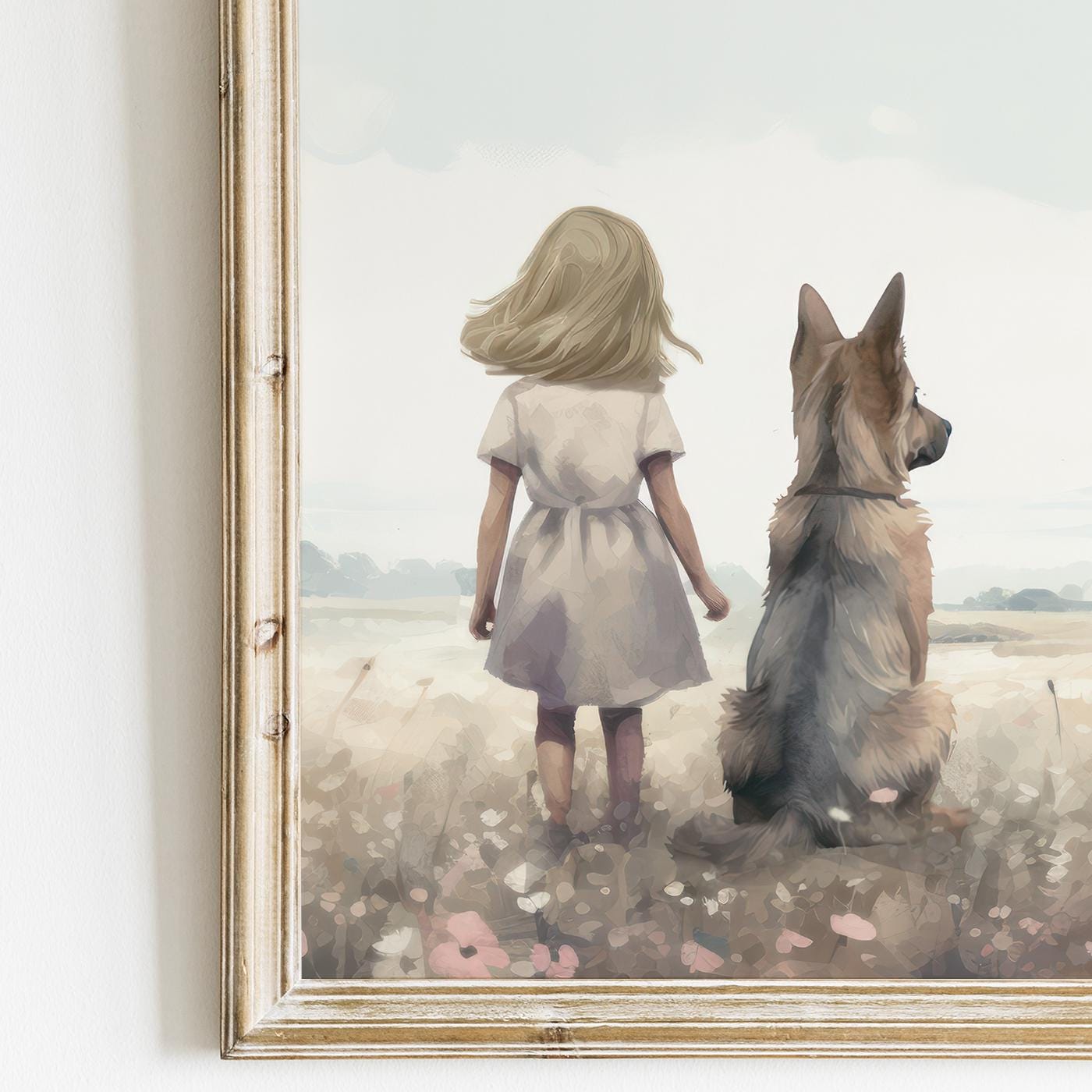 German Shepherd Nursery Decor, Dog Wall Art for Kids Room, Cute Prints - WildfieldPrints