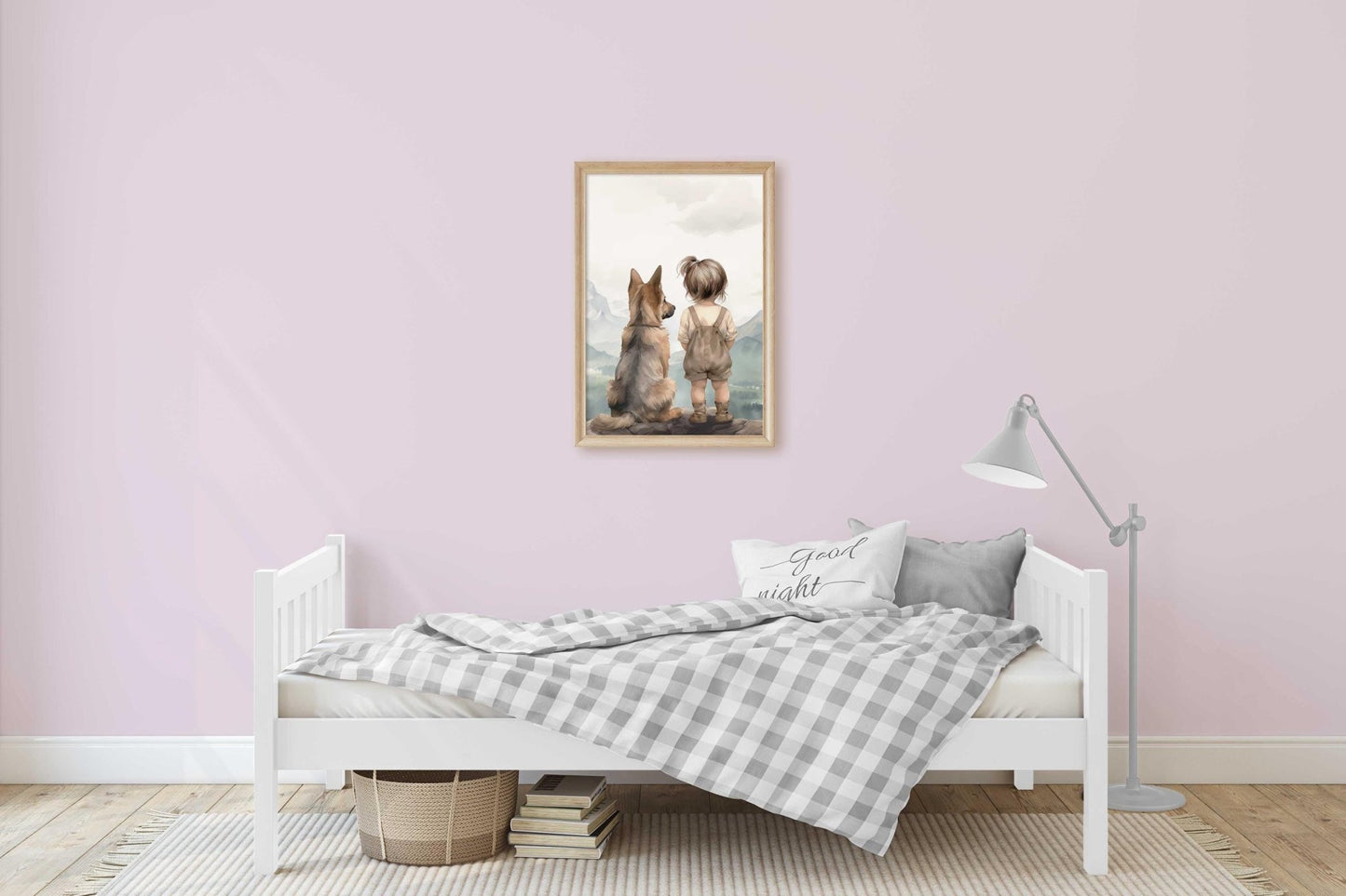 German Shepherd Nursery Decor, Girl and Dog Wall Art, Adventure Print - WildfieldPrints