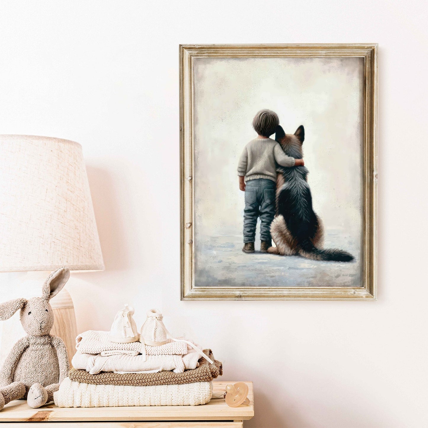 German Shepherd Nursery Print, Boy & Dog Decor, Toddler Room Art - WildfieldPrints