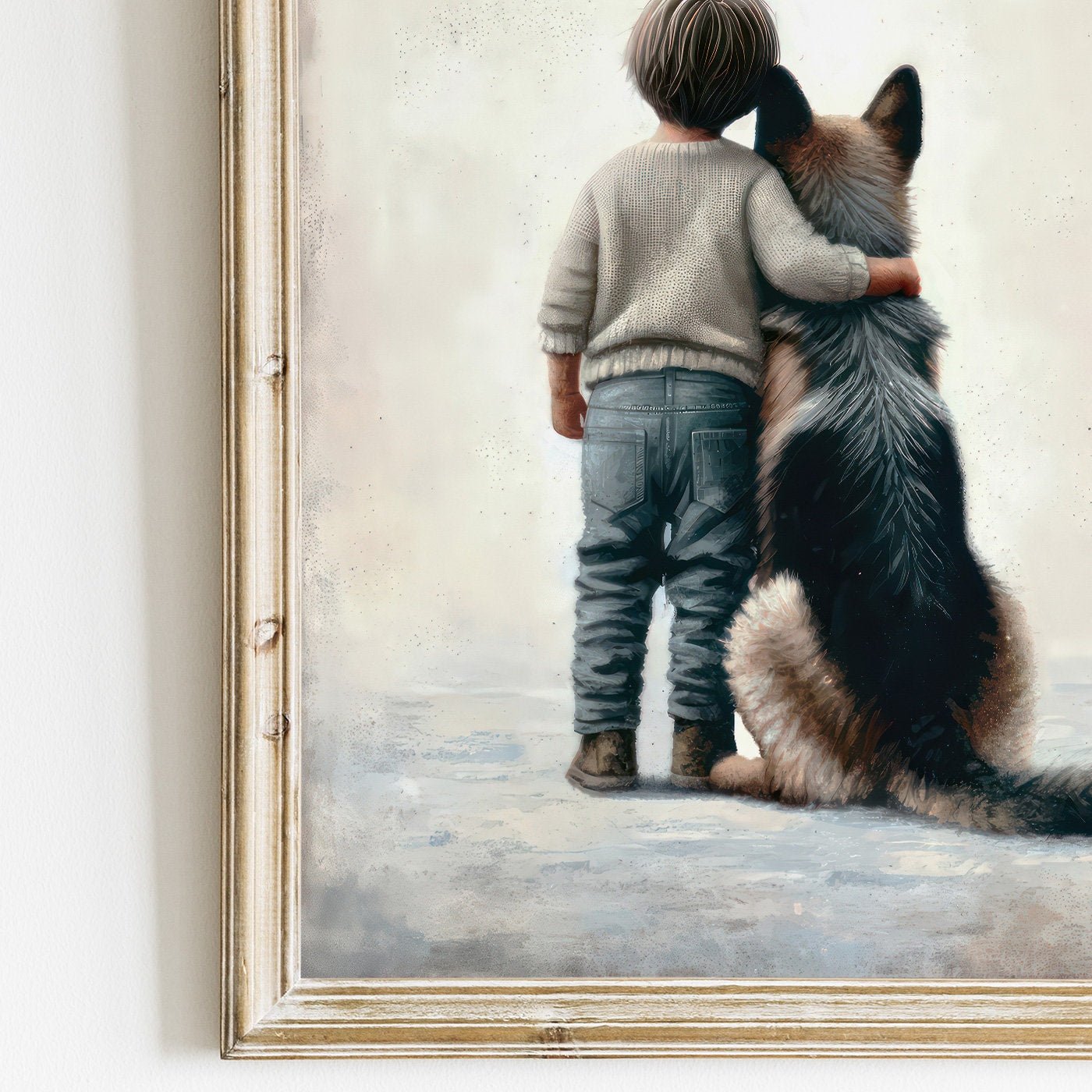 German Shepherd Nursery Print, Boy & Dog Decor, Toddler Room Art - WildfieldPrints