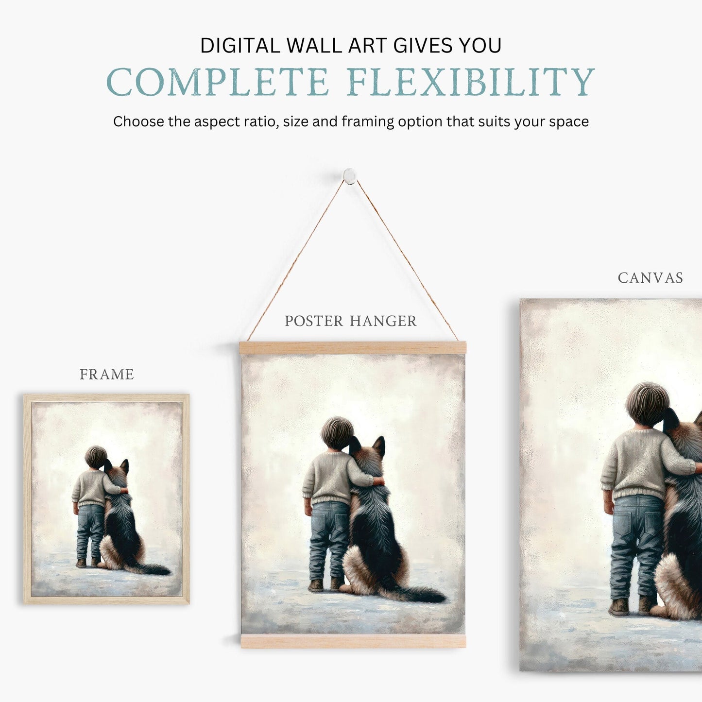 German Shepherd Nursery Print, Boy & Dog Decor, Toddler Room Art - WildfieldPrints
