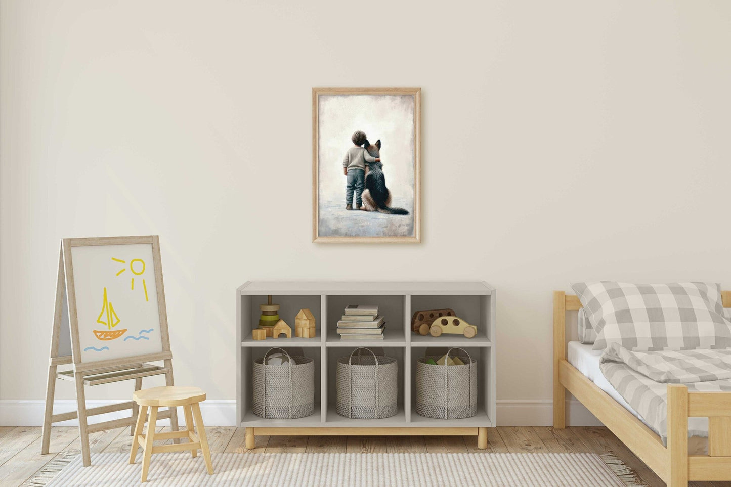 German Shepherd Nursery Print, Boy & Dog Decor, Toddler Room Art - WildfieldPrints