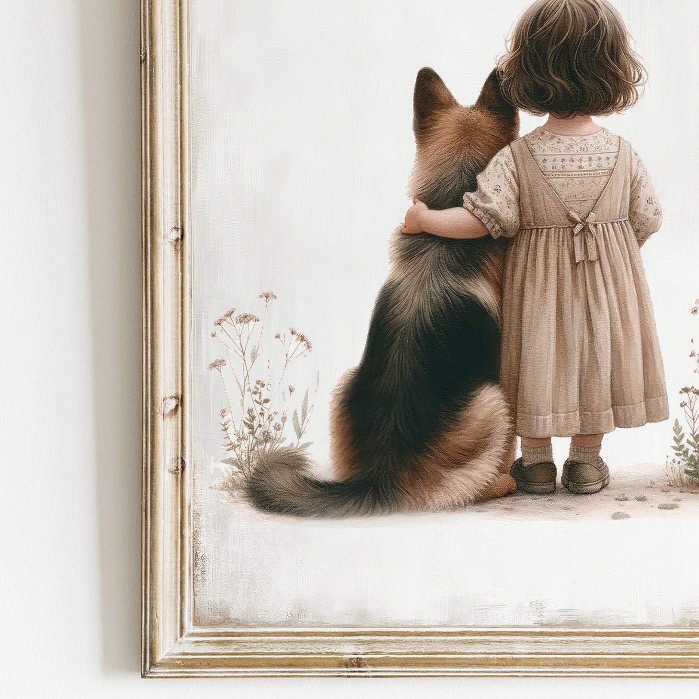 German Shepherd Nursery Print, Cute Dog Wall Decor, Girls Room Art - WildfieldPrints