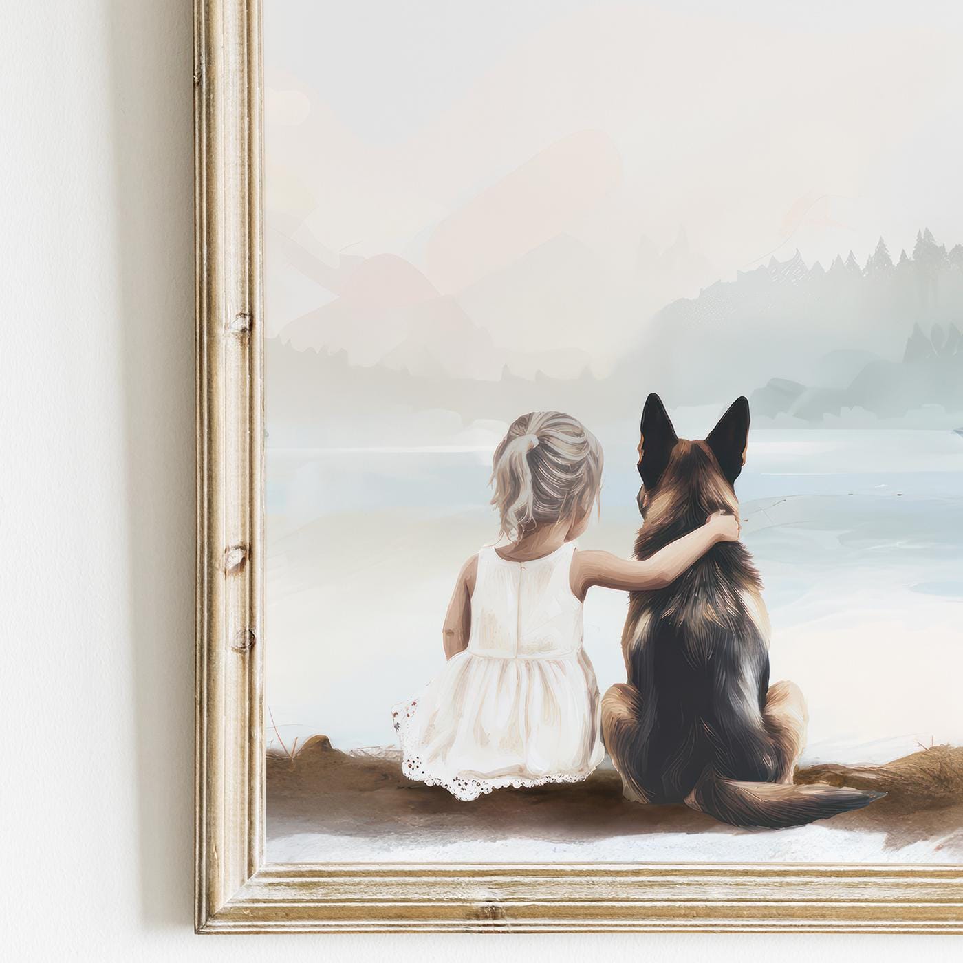 German Shepherd Wall Decor, Dog Art for Kids Room, GSD Home Accent - WildfieldPrints