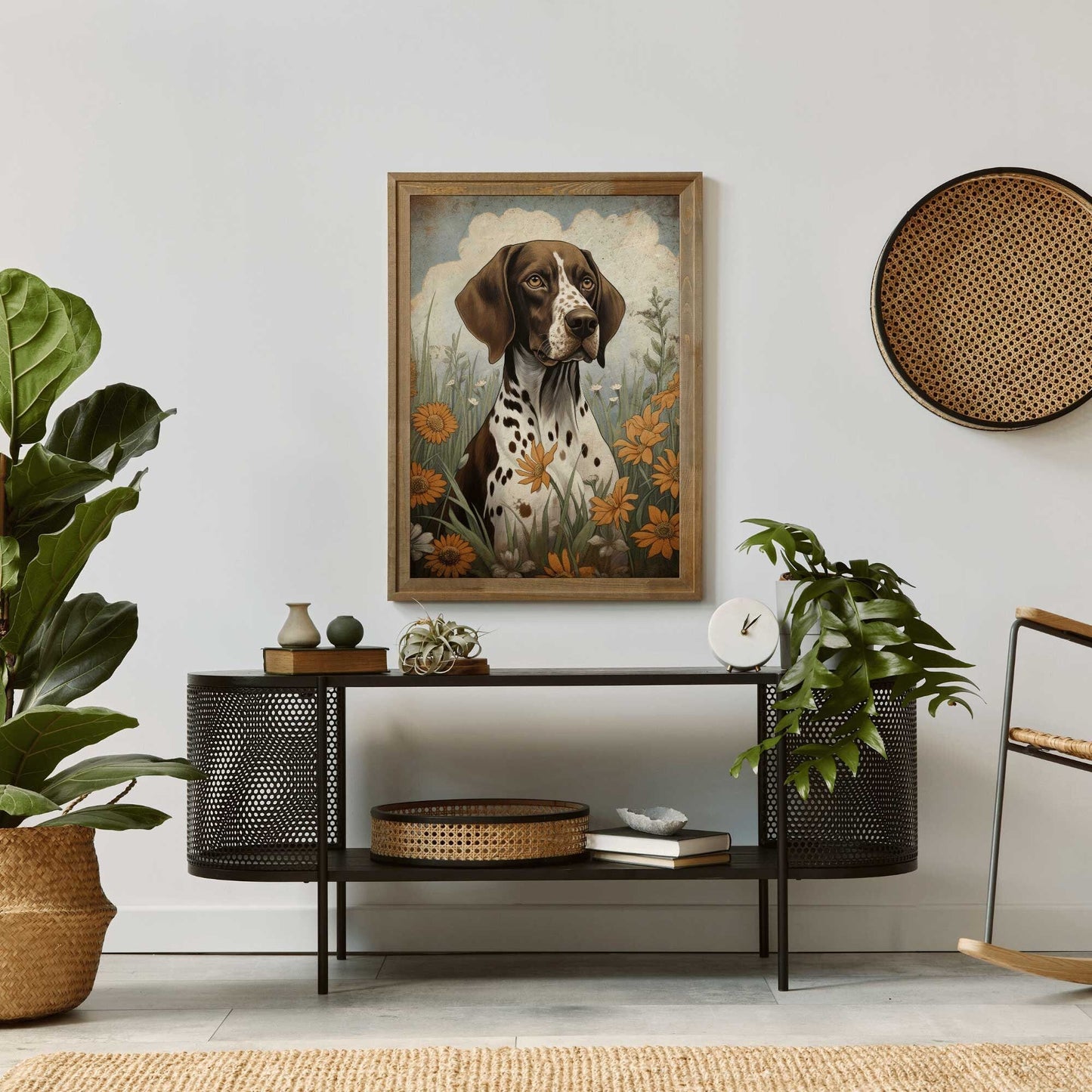 German Shorthaired Pointer Portrait, Vintage Dog Print, Rustic Decor - WildfieldPrints