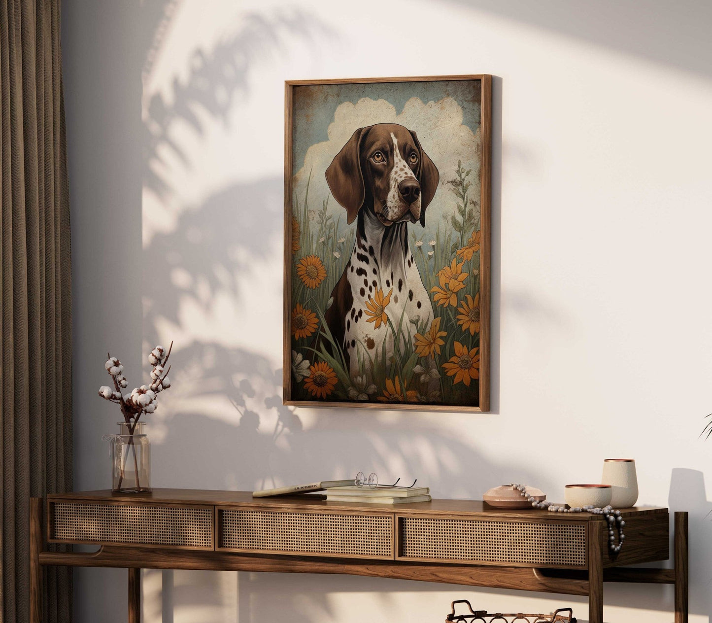 German Shorthaired Pointer Portrait, Vintage Dog Print, Rustic Decor - WildfieldPrints