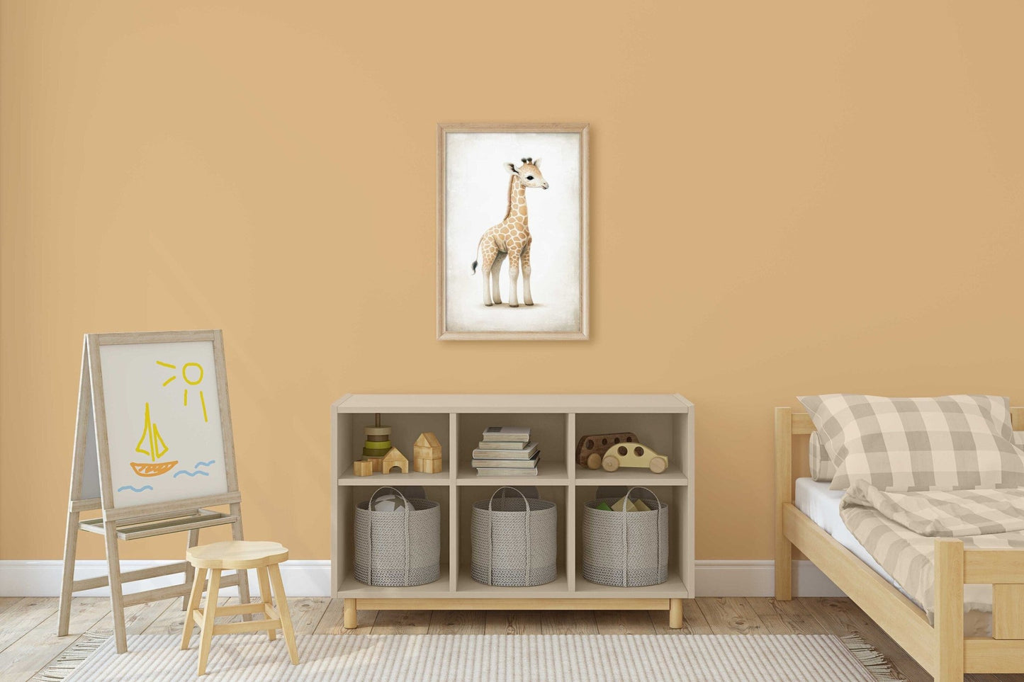 Giraffe Nursery Decor, Vintage Safari Wall Art, Cute Animal Print - WildfieldPrints