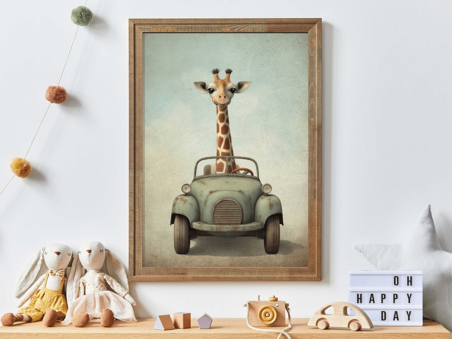 Giraffe Nursery Prints, Safari Animal Wall Decor, Boys Room Art - WildfieldPrints