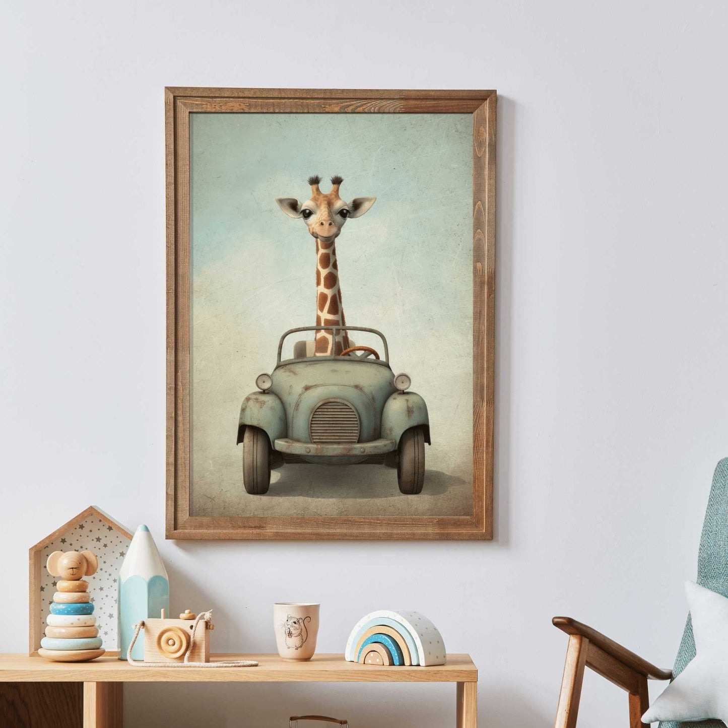 Giraffe Nursery Prints, Safari Animal Wall Decor, Boys Room Art - WildfieldPrints