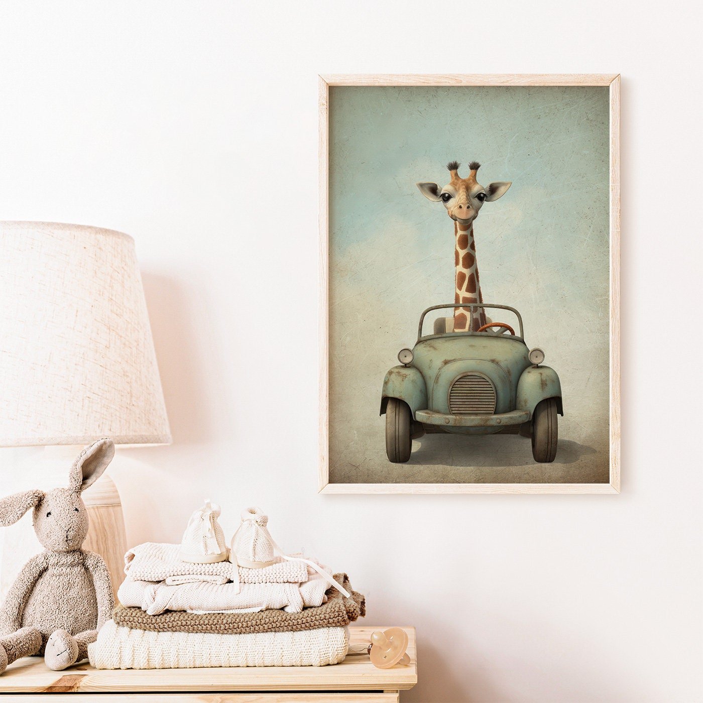 Giraffe Nursery Prints, Safari Animal Wall Decor, Boys Room Art - WildfieldPrints