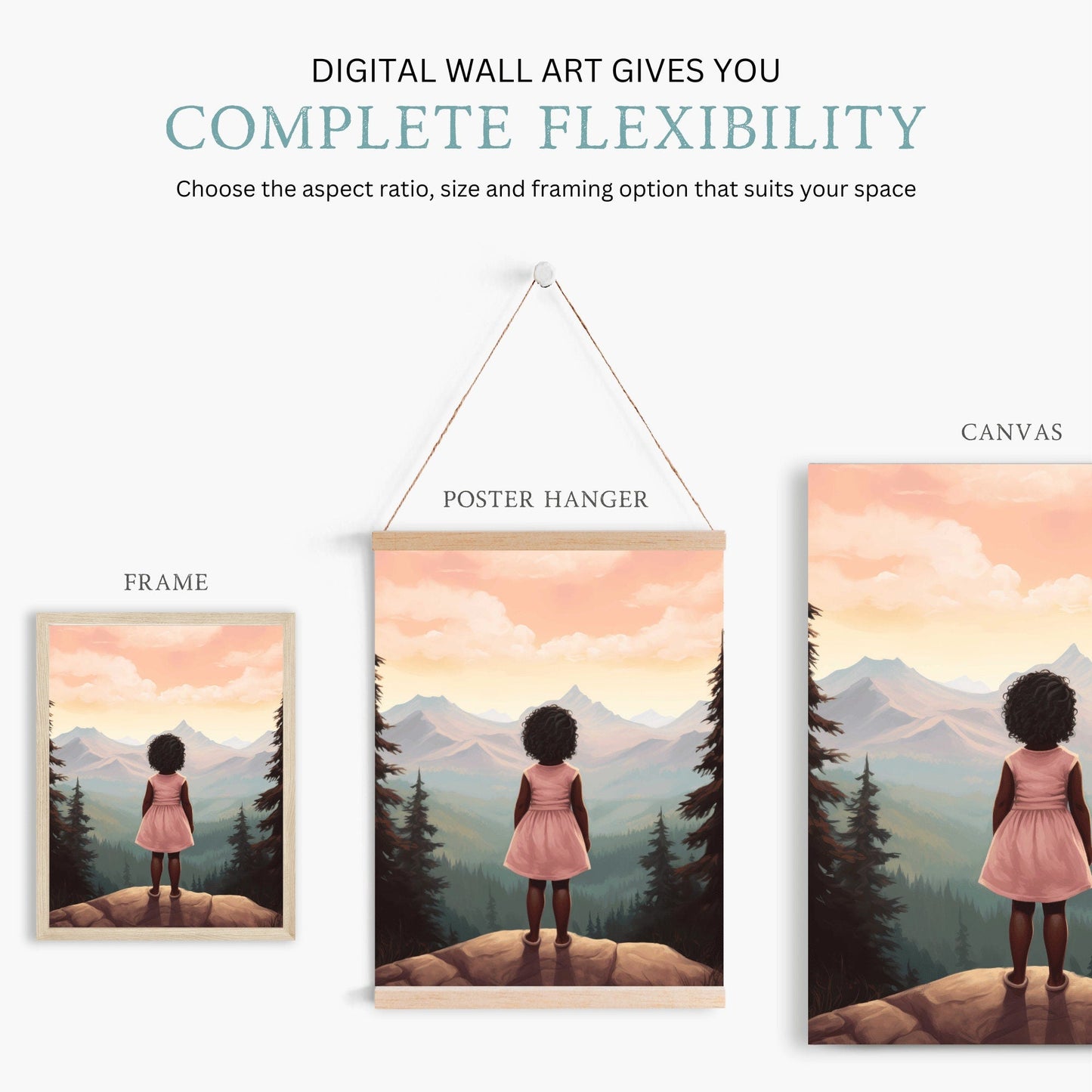 Girl Adventure Print, Black Girl Wall Art, African American Nursery Decor - WildfieldPrints