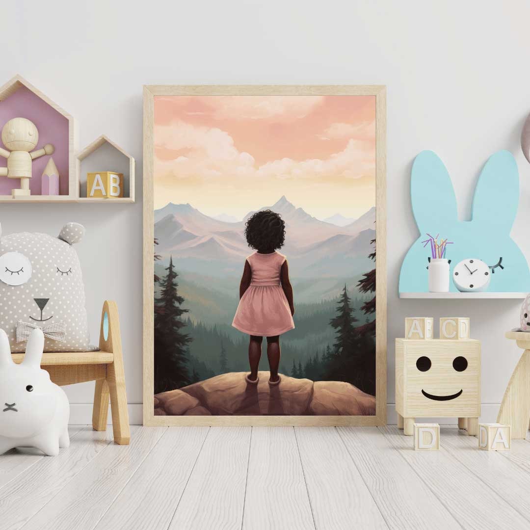 Girl Adventure Print, Black Girl Wall Art, African American Nursery Decor - WildfieldPrints