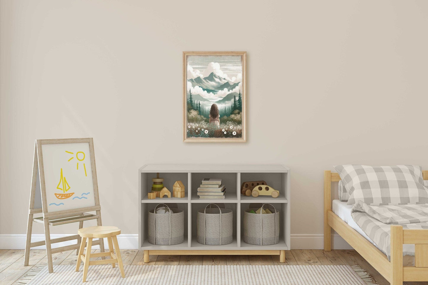 Girl Adventure Print, Mountain Nursery Decor, Toddler Room Art - WildfieldPrints