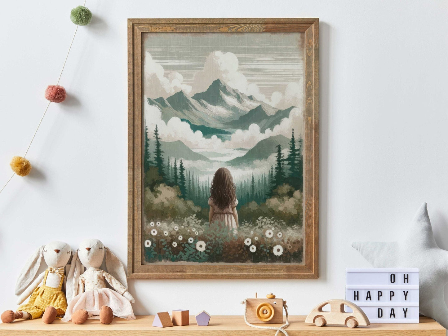 Girl Adventure Print, Mountain Nursery Decor, Toddler Room Art - WildfieldPrints