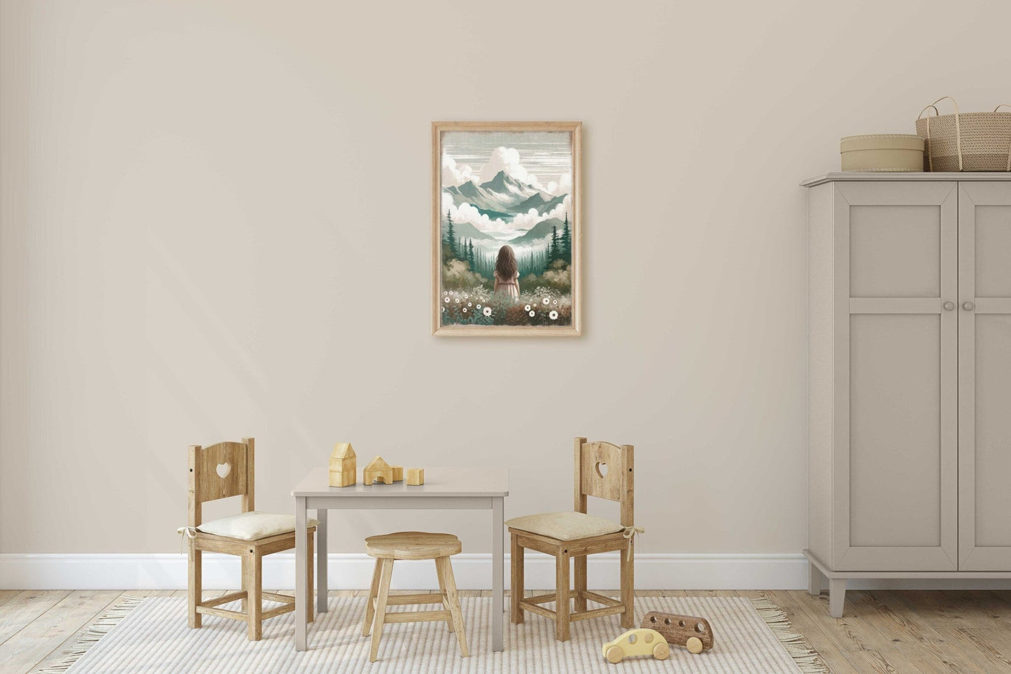 Girl Adventure Print, Mountain Nursery Decor, Toddler Room Art - WildfieldPrints
