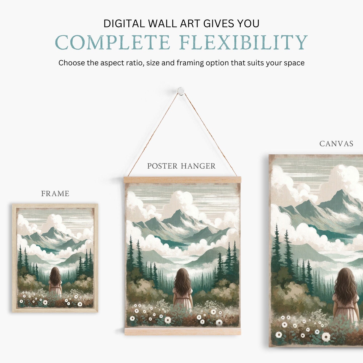 Girl Adventure Print, Mountain Nursery Decor, Toddler Room Art - WildfieldPrints