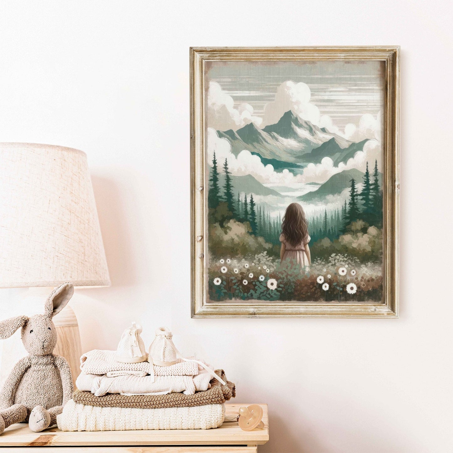 Girl Adventure Print, Mountain Nursery Decor, Toddler Room Art - WildfieldPrints