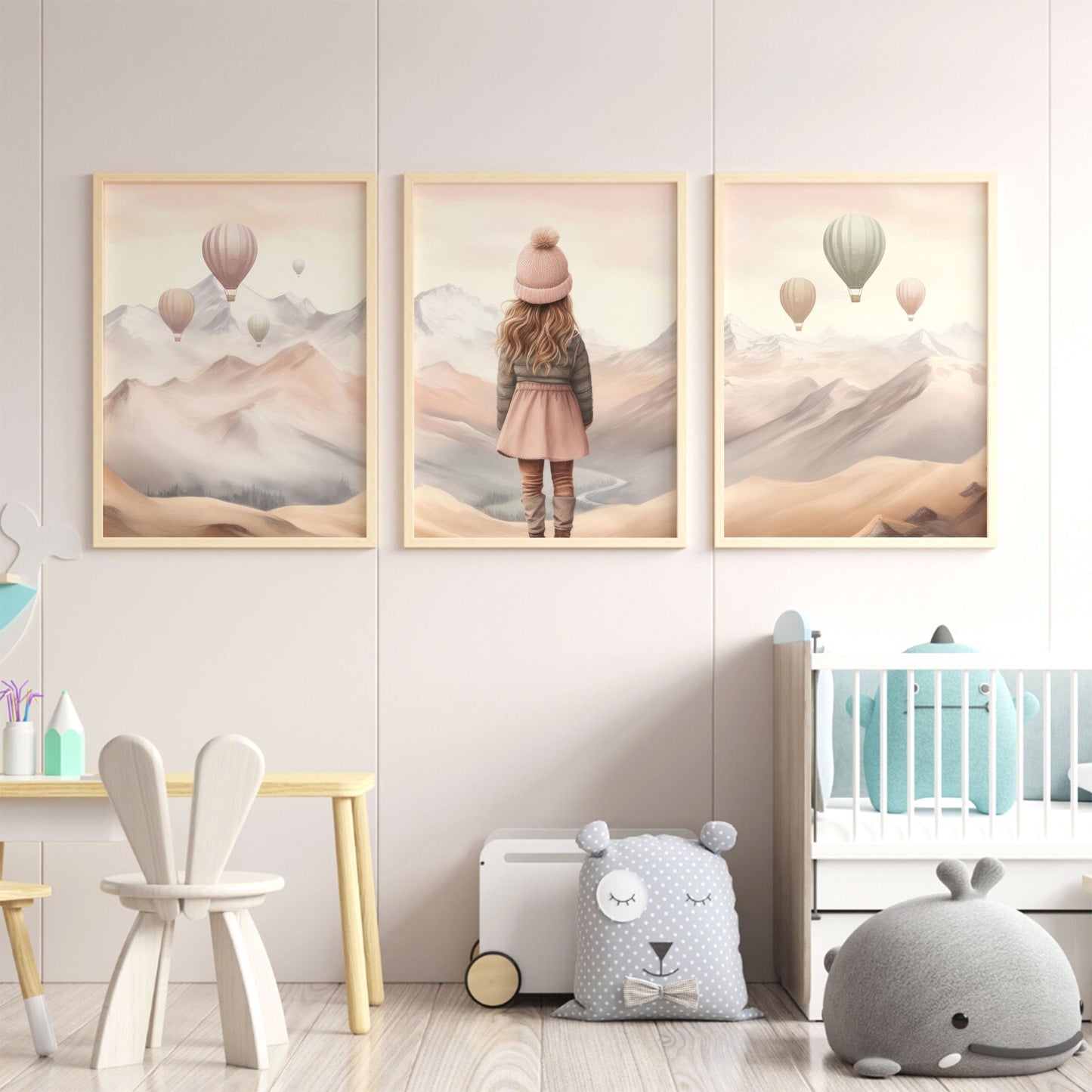 Girl Adventure Prints, Hot Air Balloon Nursery Decor, Kids' Room Art - WildfieldPrints