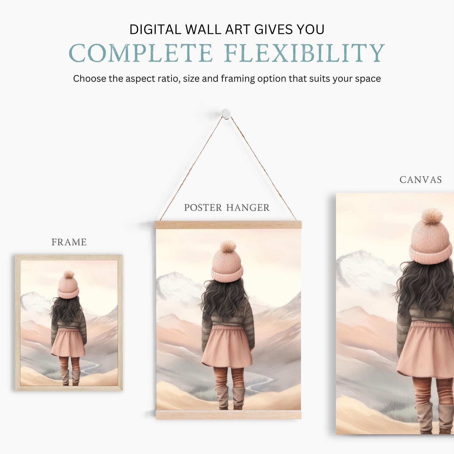 Girl Adventure Prints, Mountain Nursery Decor, Hot Air Balloon Art - WildfieldPrints