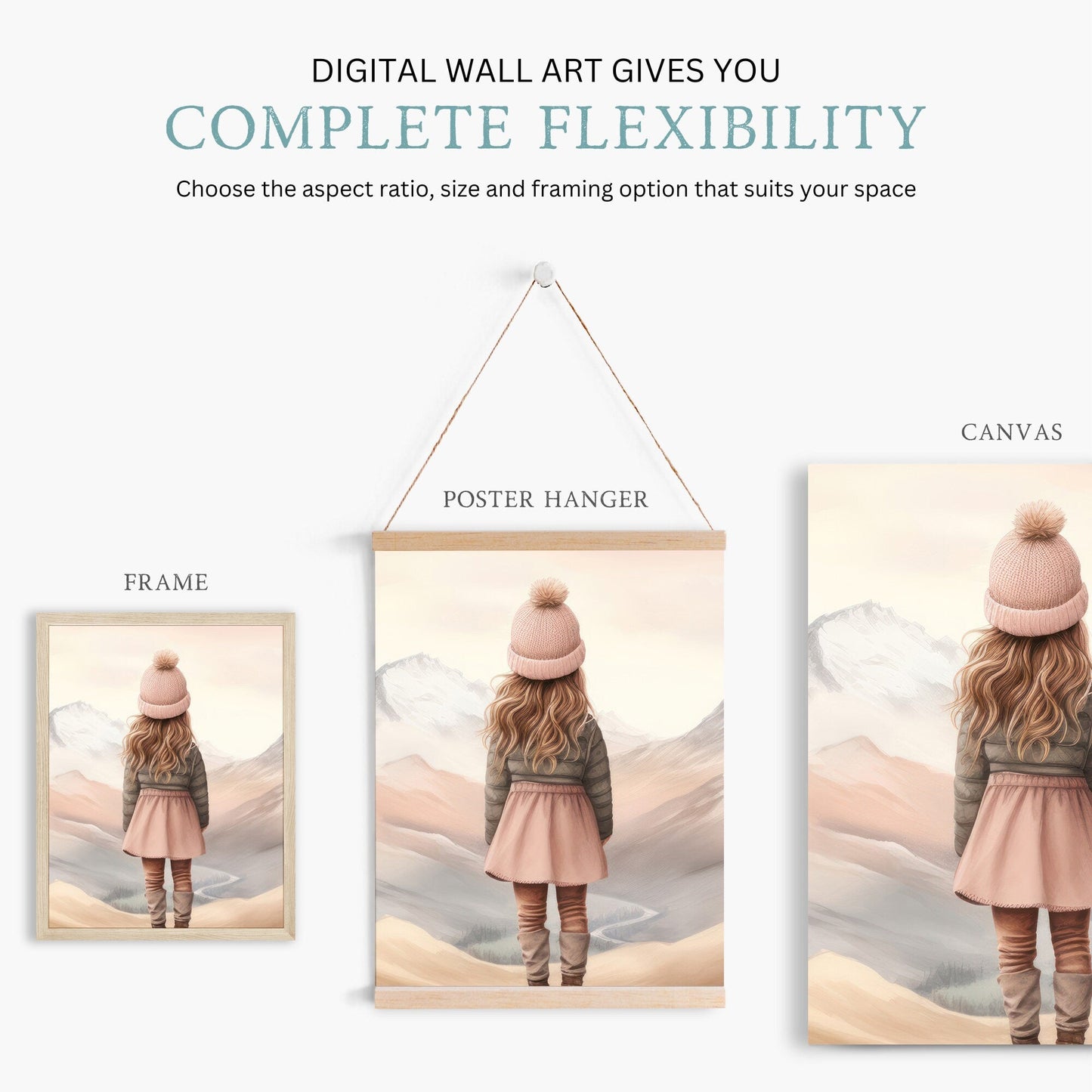 Girl Adventure Prints, Outdoor Mountain Decor, Kids Room Art - WildfieldPrints