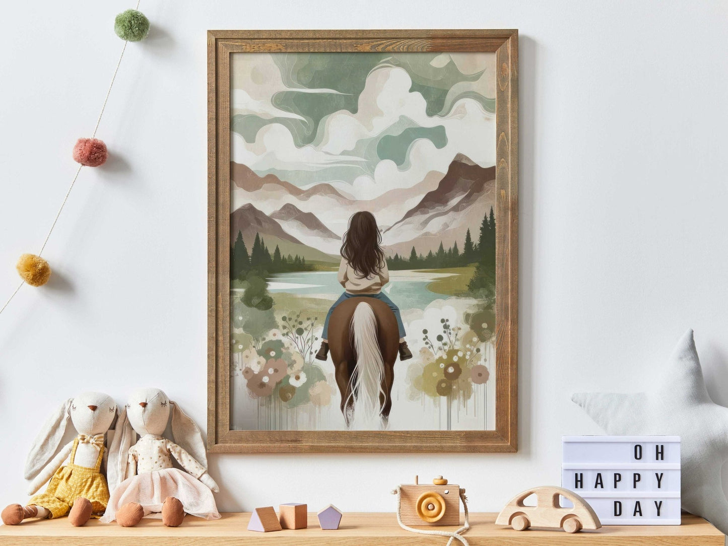 Girl and Horse Print, Equestrian Room Decor, Farmhouse Wall Art - WildfieldPrints