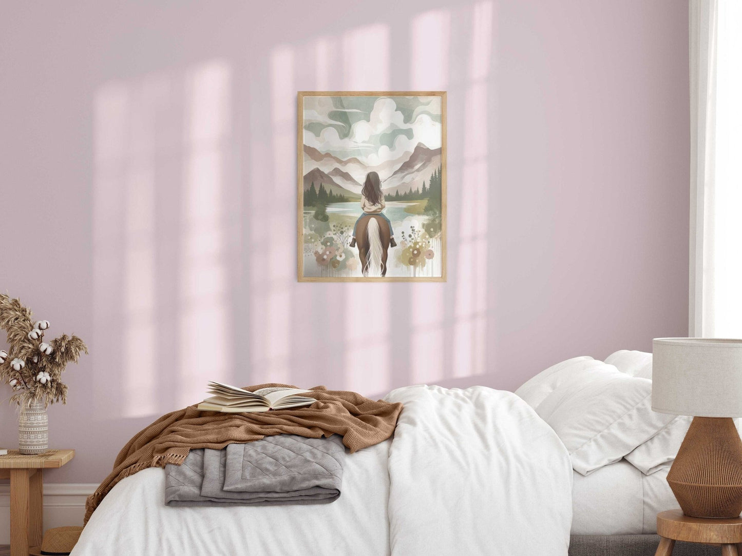Girl and Horse Print, Equestrian Room Decor, Farmhouse Wall Art - WildfieldPrints