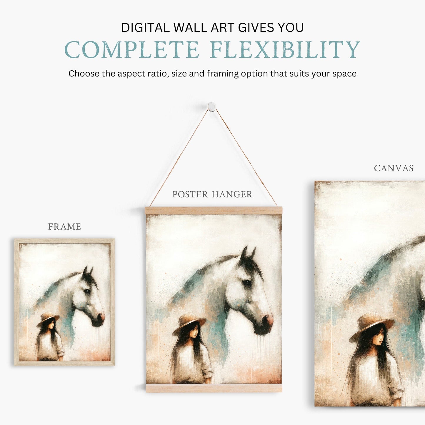 Girl and Horse Prints, Equestrian Nursery Decor, Vintage Wall Art - WildfieldPrints