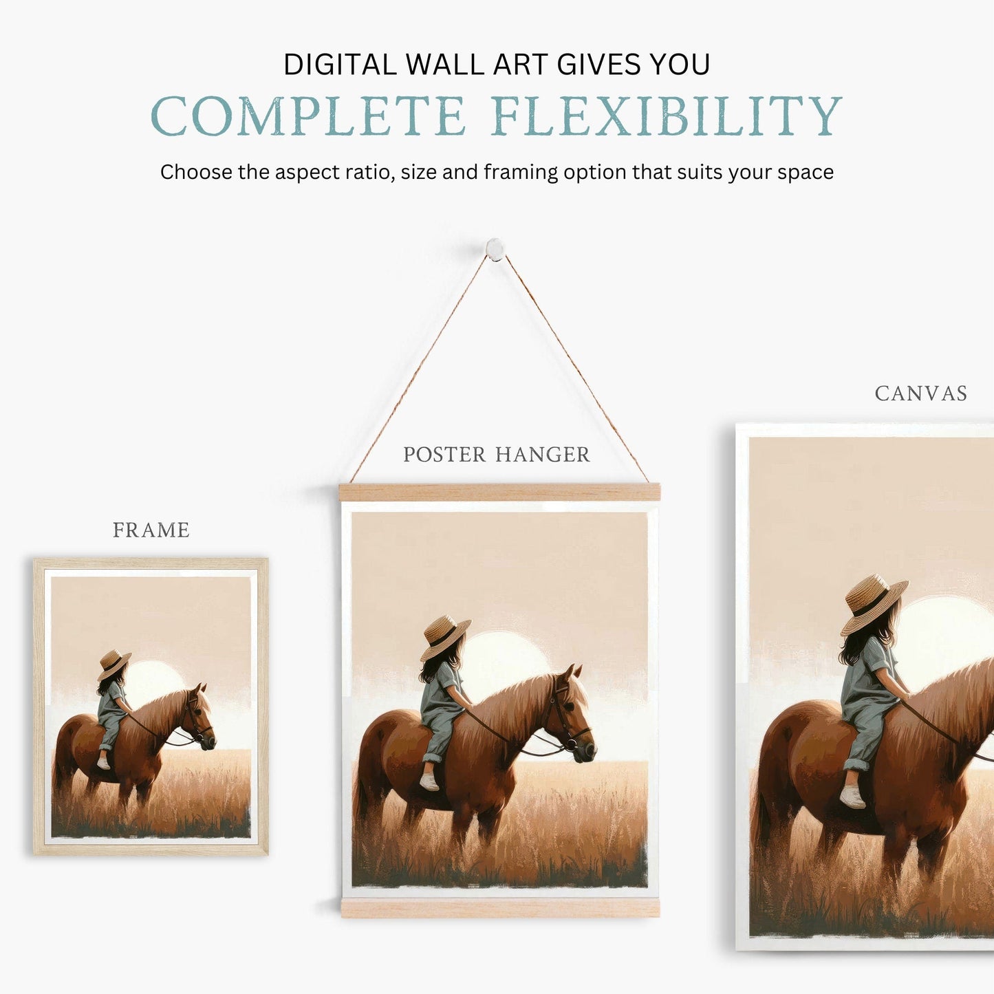Girl and Horse Prints, Equestrian Room Decor, Wall Art for Girls - WildfieldPrints