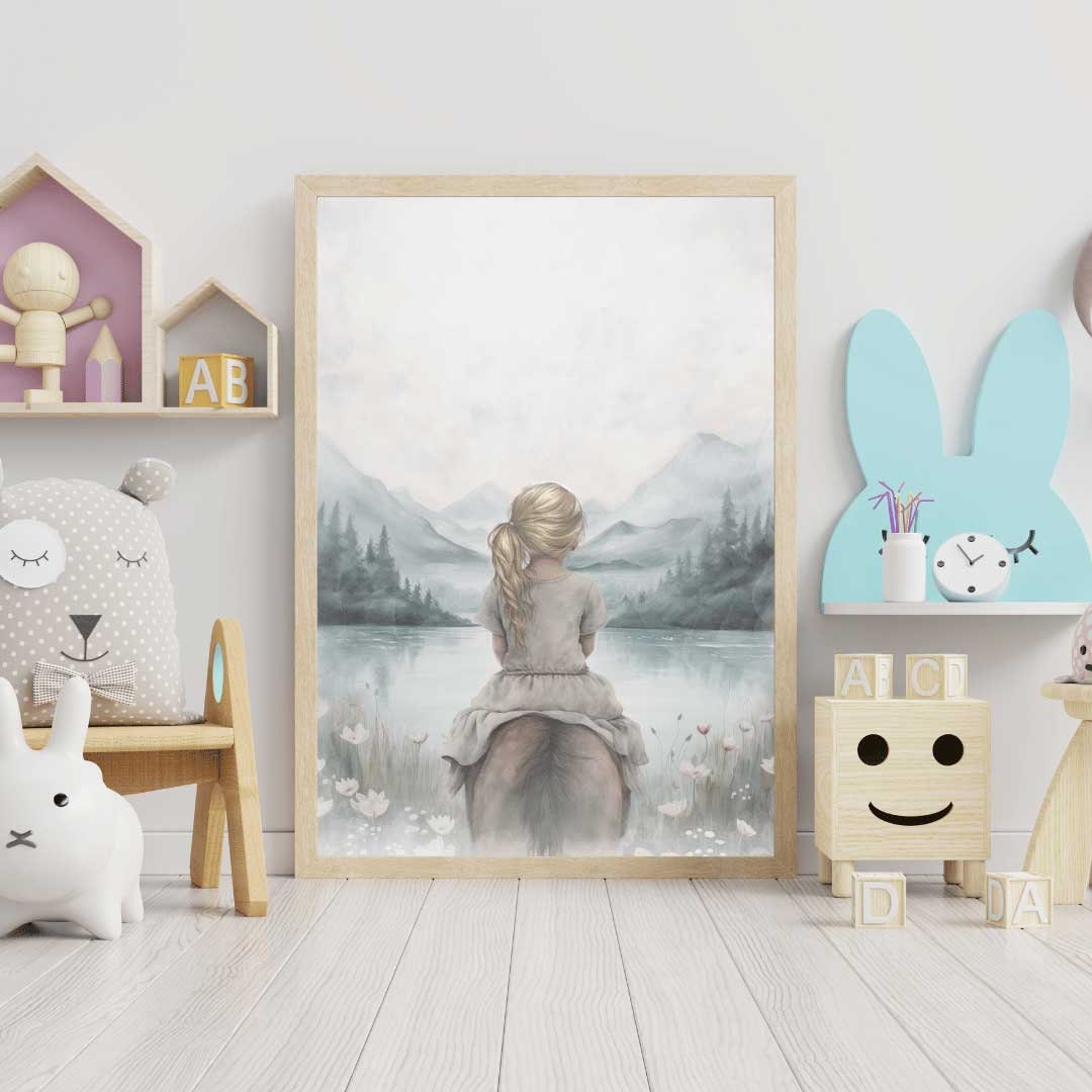 Girl and Horse Wall Art, Equestrian Decor for Girls' Room, Gift Idea - WildfieldPrints