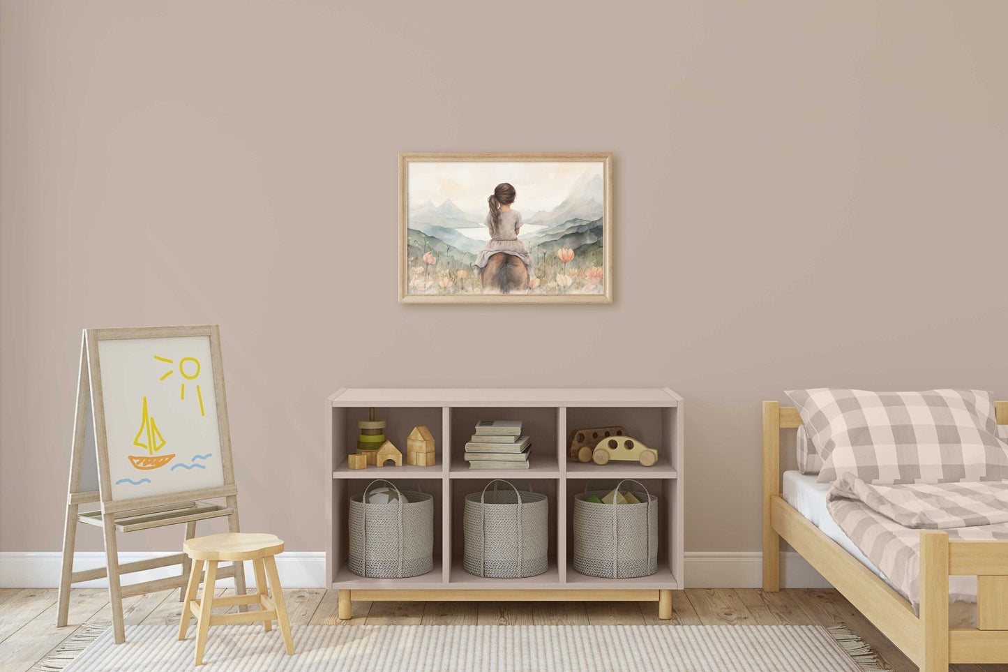 Girl and Horse Wall Art, Equine Gift for Girls, Horse Room Decor - WildfieldPrints