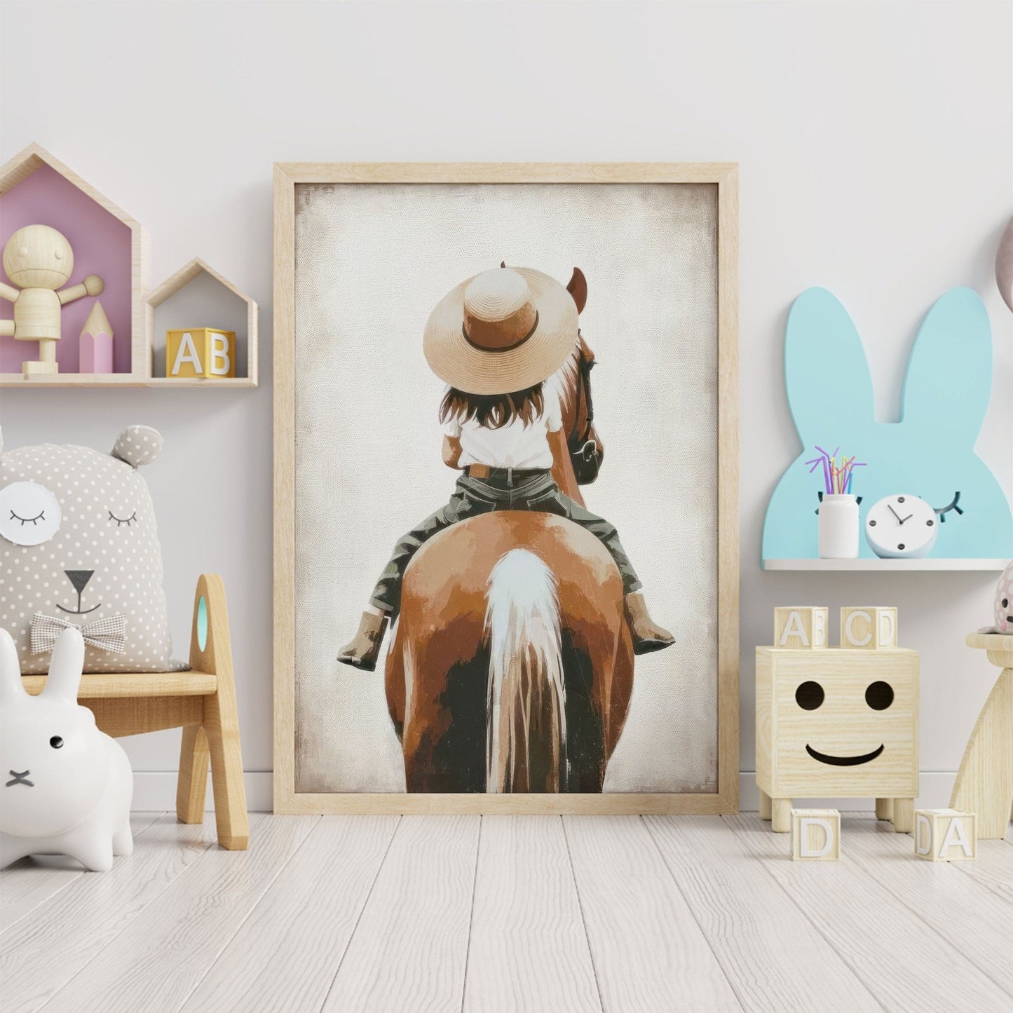 Girl and Horse Wall Art, Horse Print for Girls Room, Riding Decor - WildfieldPrints