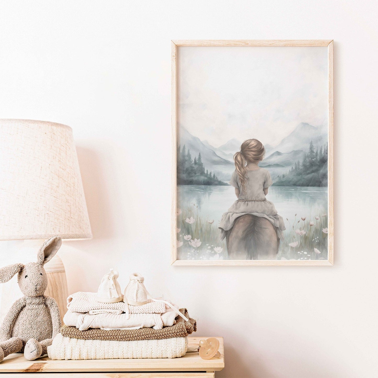 Girl and Horse Wall Art, Horse Print for Girls Room, Riding Decor - WildfieldPrints