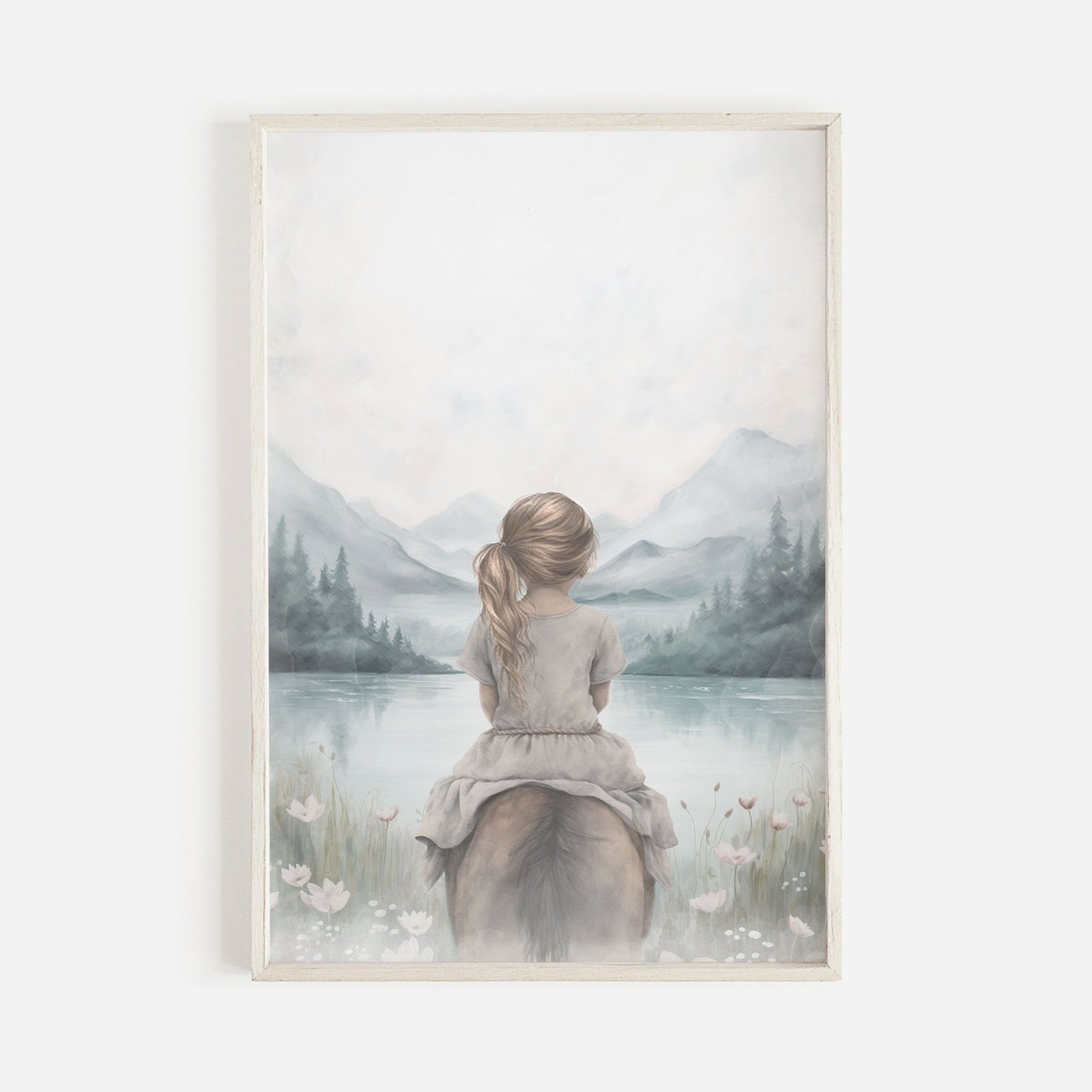 Girl and Horse Wall Art, Horse Print for Girls Room, Riding Decor - WildfieldPrints