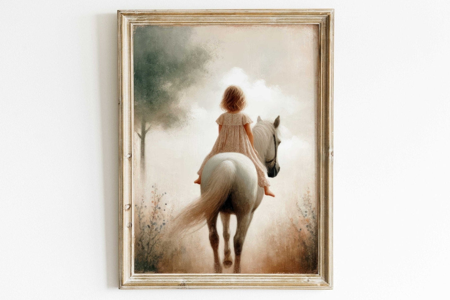 Girl and Horse Wall Art, Vintage Equestrian Decor, Nursery Print - WildfieldPrints