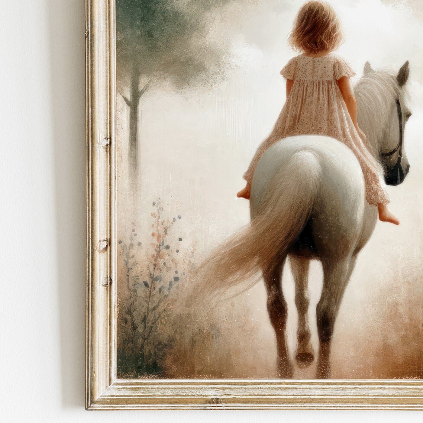 Girl and Horse Wall Art, Vintage Equestrian Decor, Nursery Print - WildfieldPrints