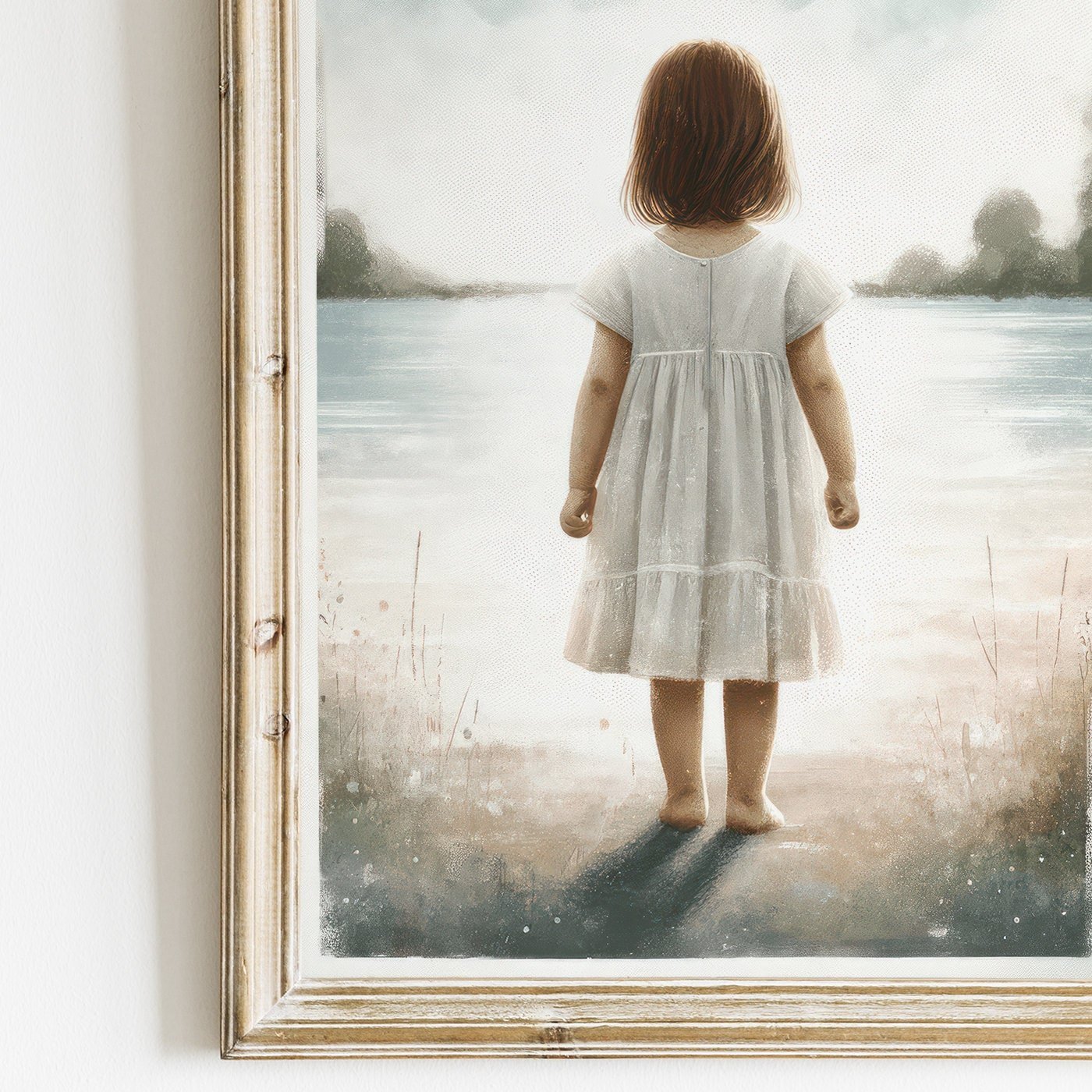 Girl by the Lake Nursery Decor, Beach - Themed Wall Art, Adventure Print - WildfieldPrints