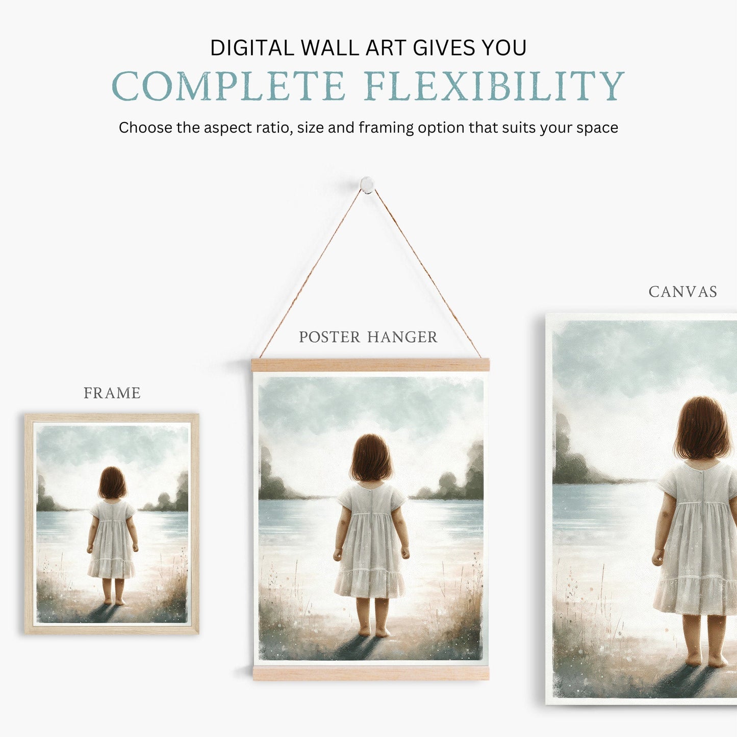 Girl by the Lake Nursery Decor, Beach - Themed Wall Art, Adventure Print - WildfieldPrints