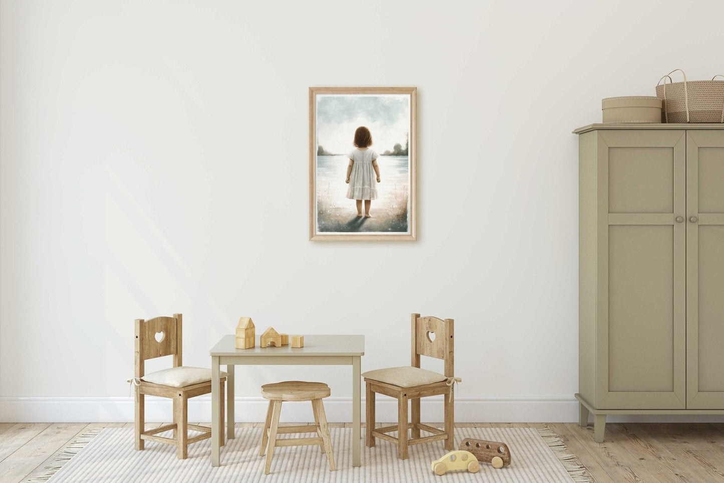 Girl by the Lake Nursery Decor, Beach - Themed Wall Art, Adventure Print - WildfieldPrints