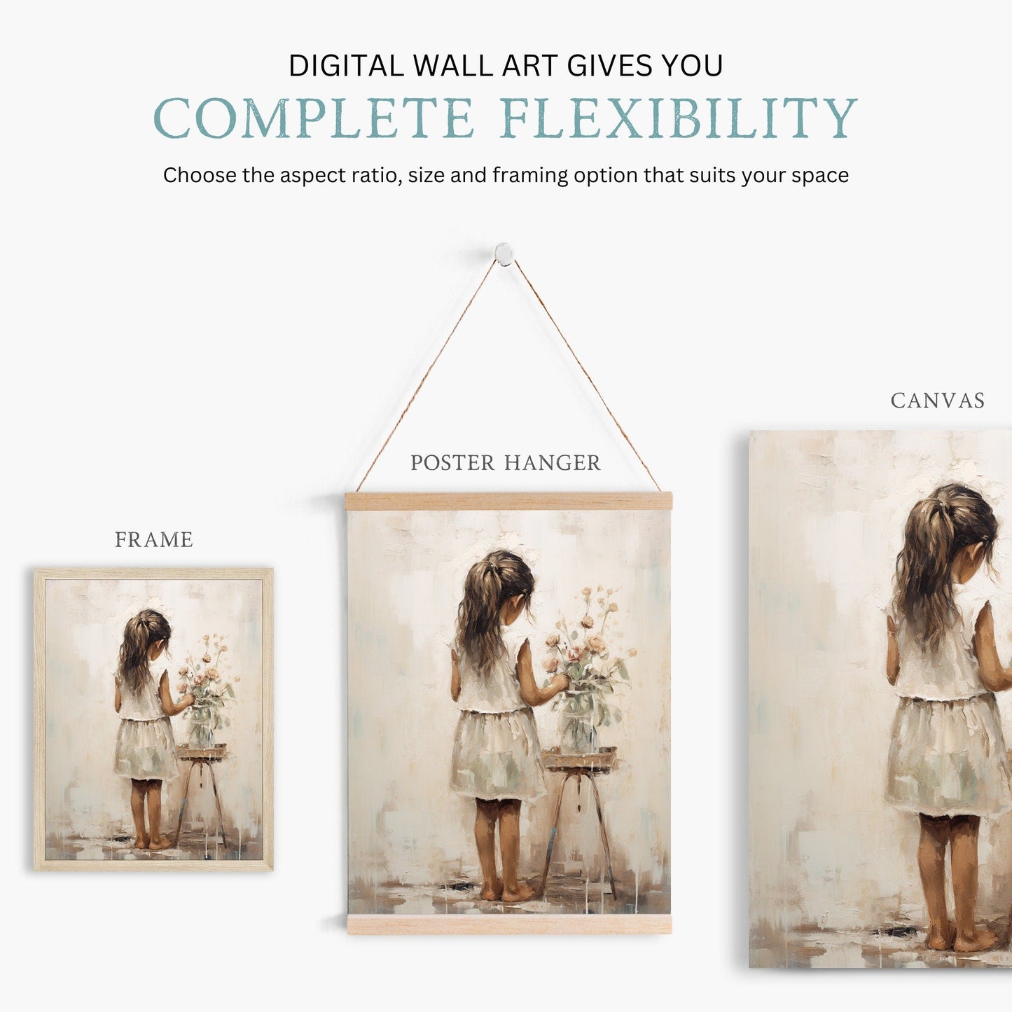 Girl Floral Wall Art, Vintage Nursery Decor, Girly Bedroom Print - WildfieldPrints