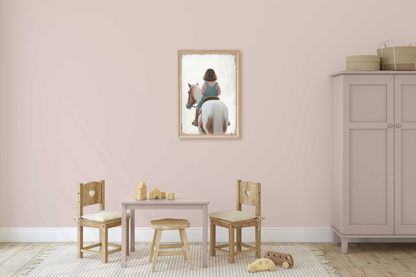 Girl & Horse Painting, Equestrian Wall Art, Nursery Horse Decor - WildfieldPrints